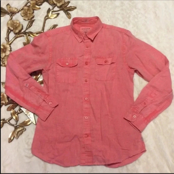 Guess Men's Button Down Long Sleeve Shirt Size Small - Picture 2 of 7